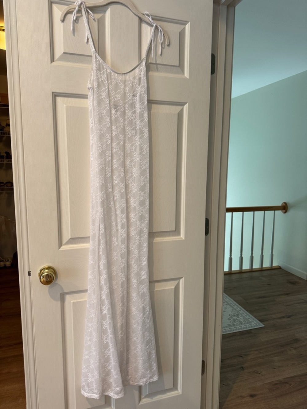 Montce White Lace Sheath Dress with Tie Straps